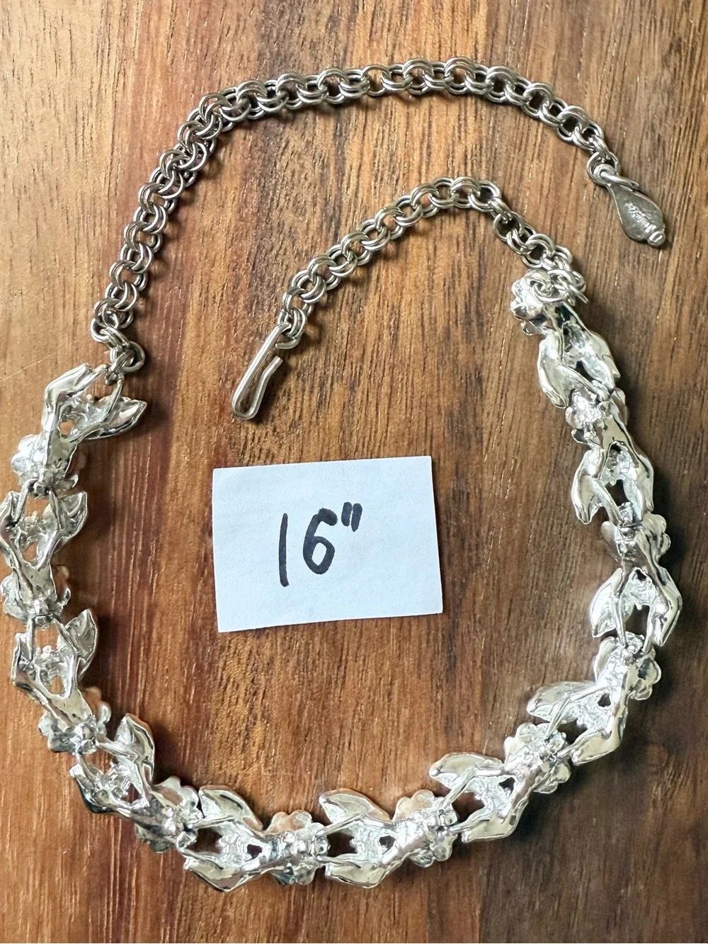 Vintage Judy Lee Choker Necklace Silver Tone Blue Moonstone And Rhinestone